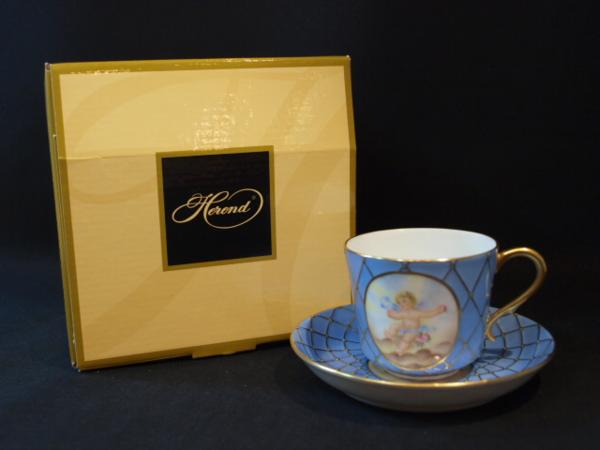 Herend ヘレンド フンボルト 薔薇と天使 ブルーカップ&ソーサー Herend ヘレンド フンボルト 薔薇と天使 ブルーカップ&ソーサー